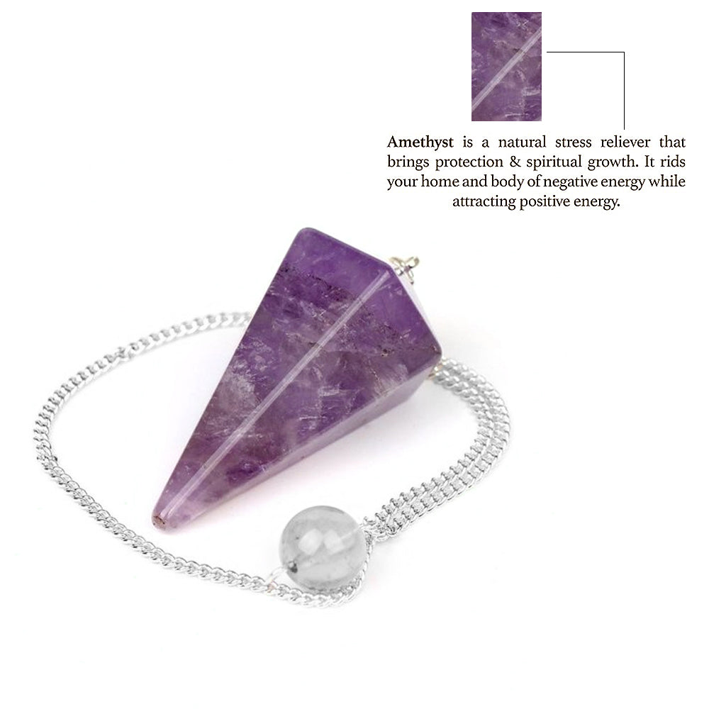 Healing Dowsing Pendulum Pendant & Silver Plated Chain (Pick  Your Gemstone) - GemMartUSA