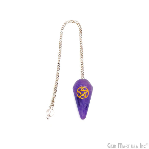 Gemstone Healing Pendulum Pendant, 42x20mm Healing Gemstone With Reiki Symbols Pendulum