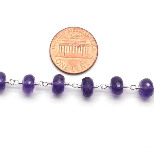 Amethyst Silver Plated Wire Wrapped Beads Rosary Chain (762765606959)