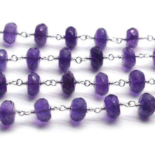Amethyst Silver Plated Wire Wrapped Beads Rosary Chain (762765606959)