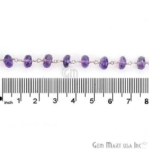 Amethyst Beads Sterling Silver Wire Wrapped Rosary Chain (762766622767)