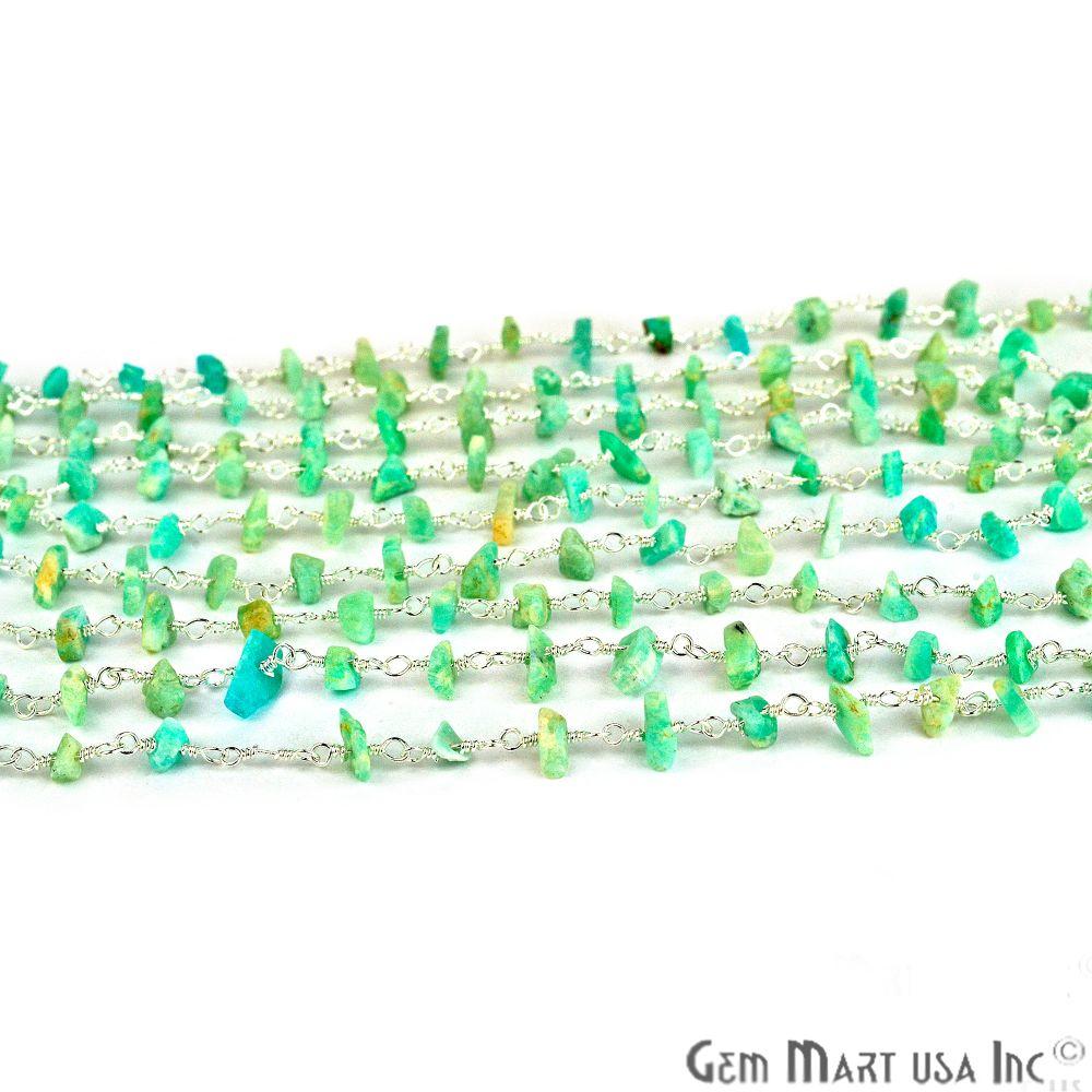 Amazonite Nugget Chip Beads Silver Wire Wrapped Rosary Chain (763810250799)