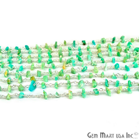 Amazonite Nugget Chip Beads Silver Wire Wrapped Rosary Chain (763810250799)