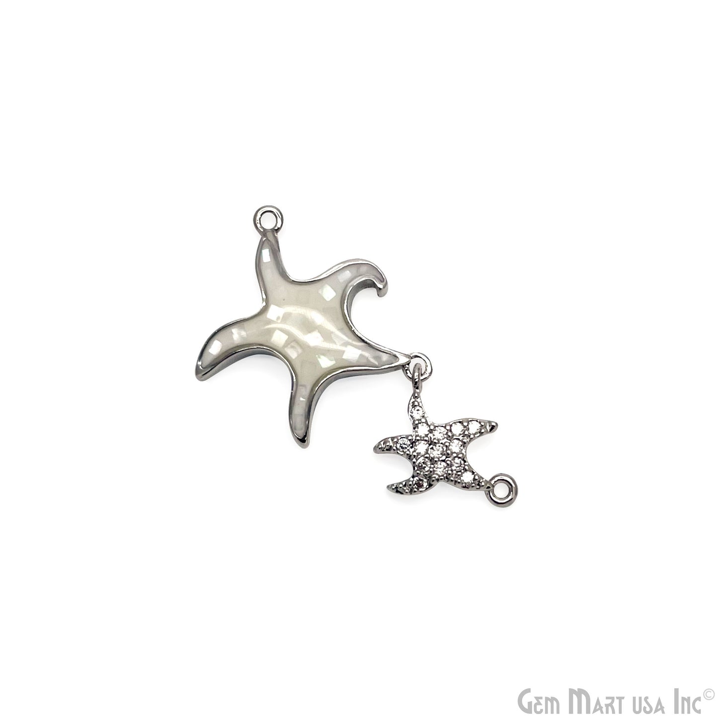 Starfish Charm Pendant Cubic Zircon 30x23mm Double Bail Bracelet Charm