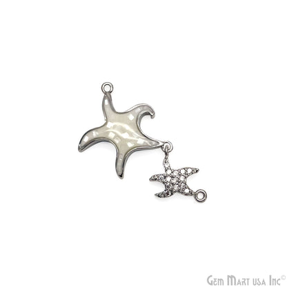 Starfish Charm Pendant Cubic Zircon 30x23mm Double Bail Bracelet Charm