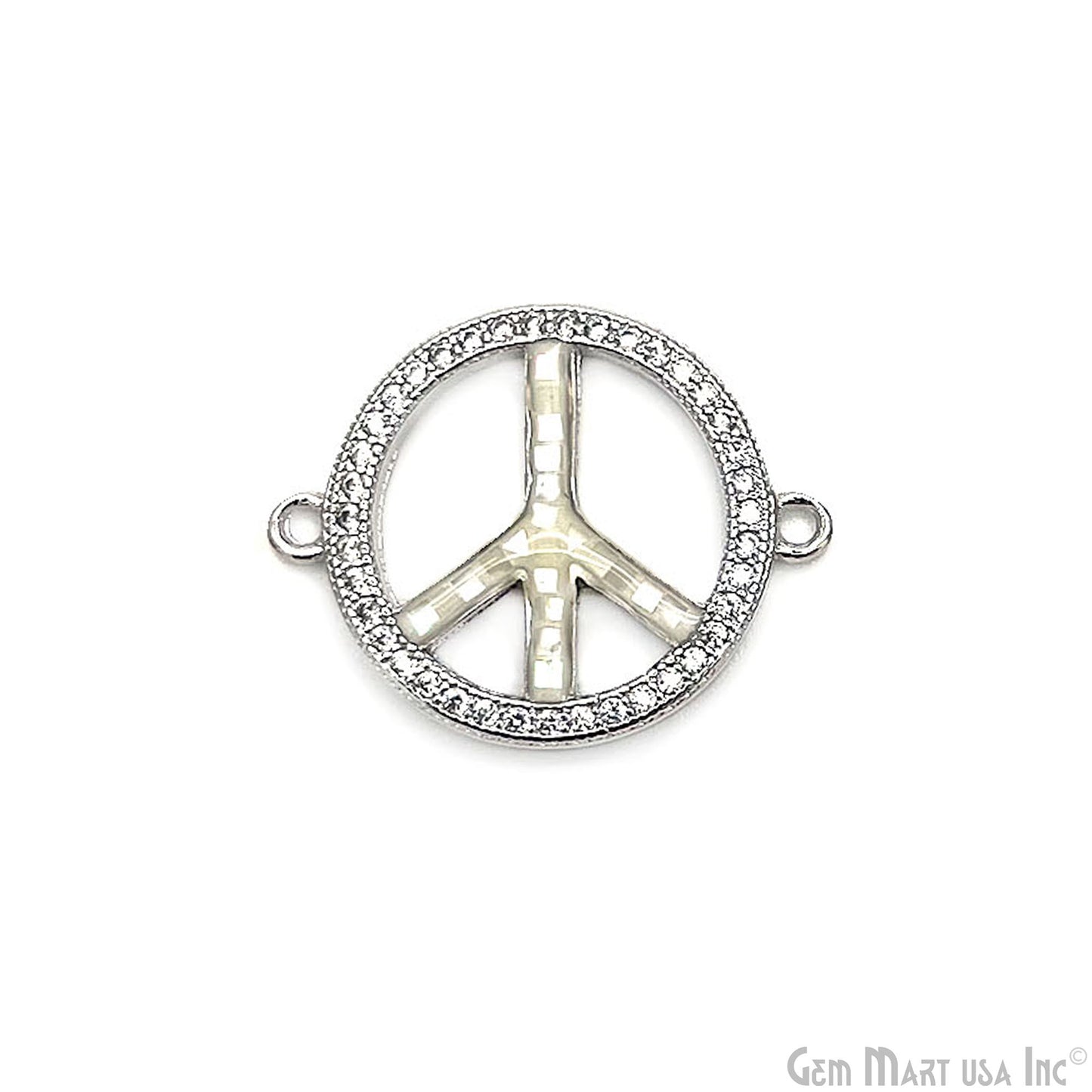 Peace Shape 18mm Cubic Zircon Round Double Bail Connector Pendant Charm