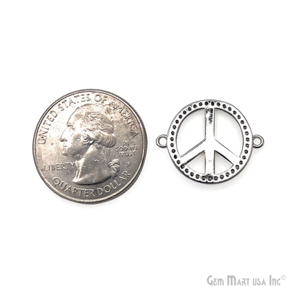 Peace Shape 18mm Cubic Zircon Round Double Bail Connector Pendant Charm