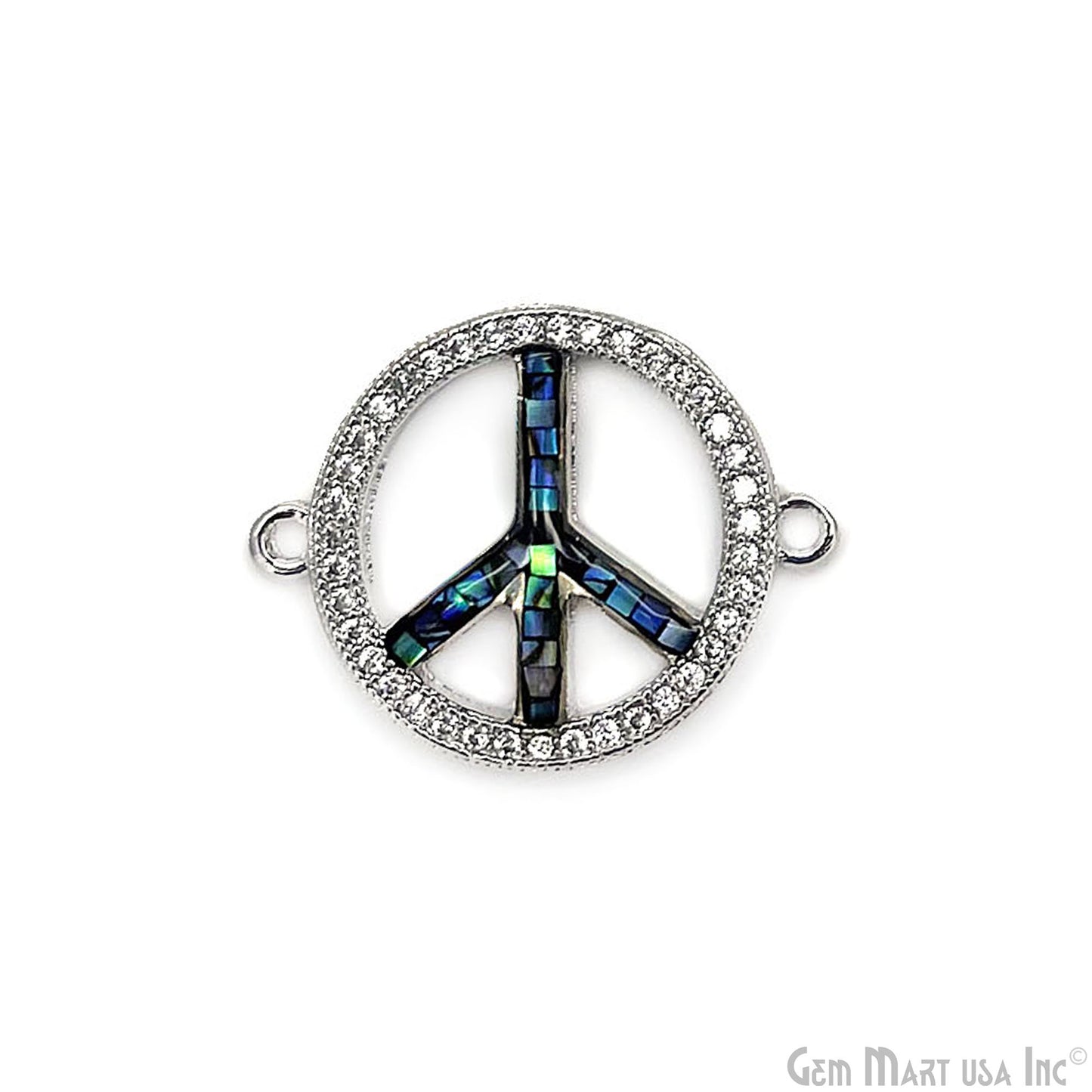 Peace Shape 18mm Cubic Zircon Round Double Bail Connector Pendant Charm