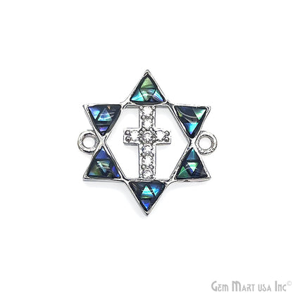 Cross Star of David Pendant Cubic Zircon 20mm Charm Pendant