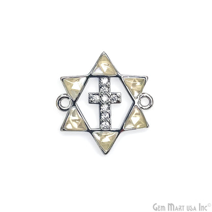 Cross Star of David Pendant Cubic Zircon 20mm Charm Pendant