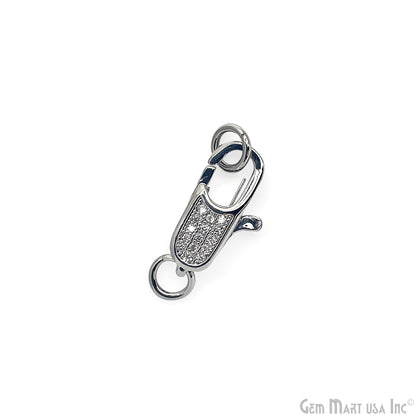 CZ Lobster Clasp 17x7mm CZ Clear Micro Pave Round Lobster Claw Clasp