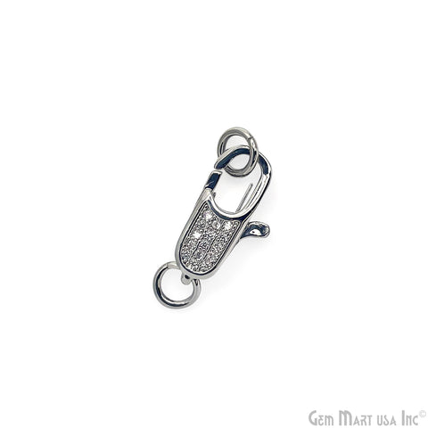 CZ Lobster Clasp 17x7mm CZ Clear Micro Pave Round Lobster Claw Clasp