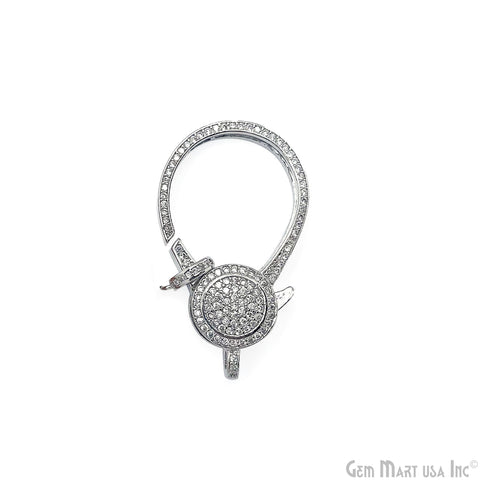 CZ Lobster Clasp 40x20mm CZ Clear Micro Pave Lobster Claw Clasp