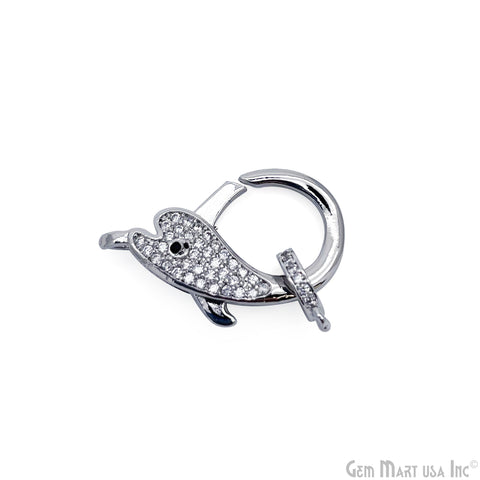 CZ Pave Dolphin Clasp 24x13mm CZ Clear Micro Pave Lobster Claw Clasp