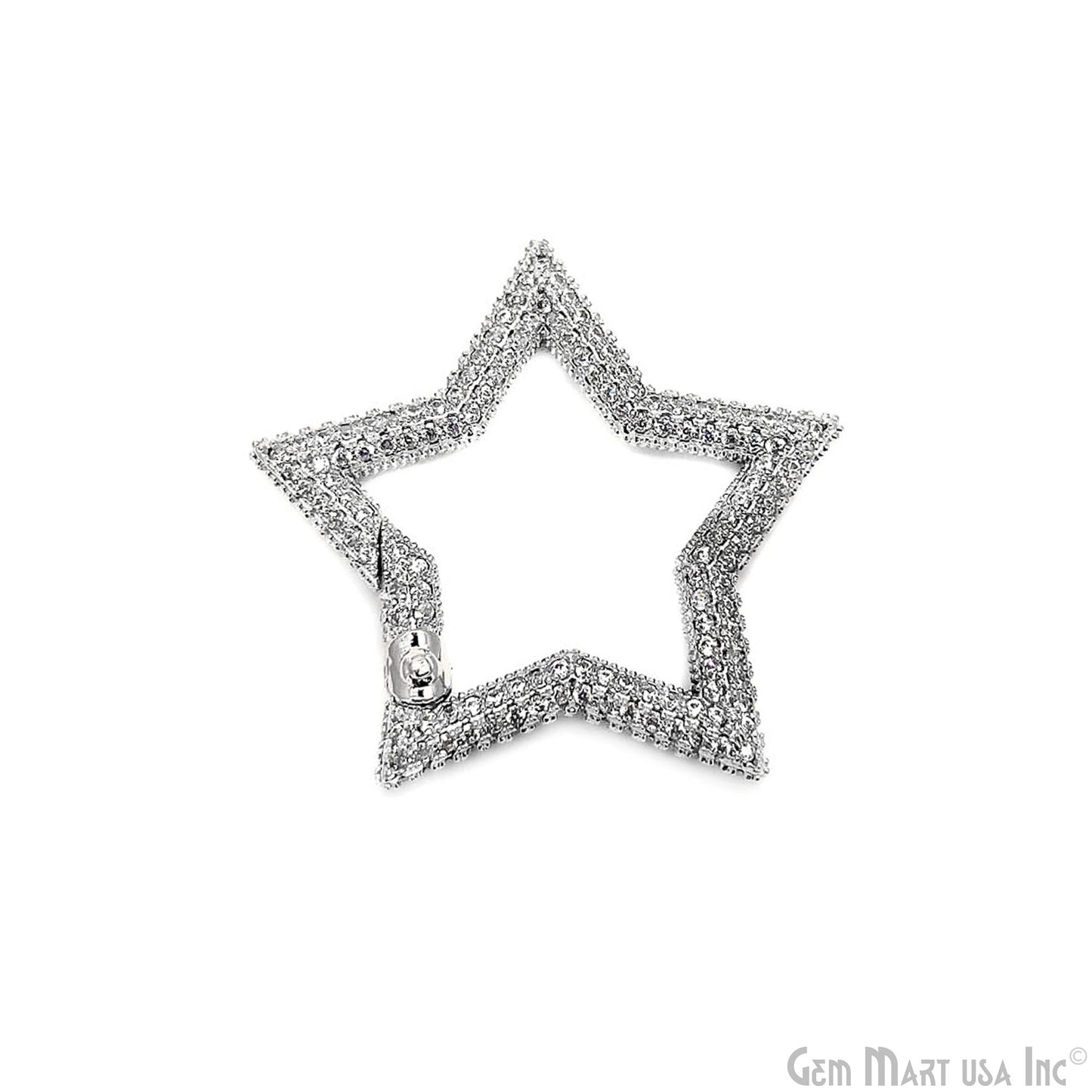 CZ Star Push Gate Ring Clasp Charm Pendant