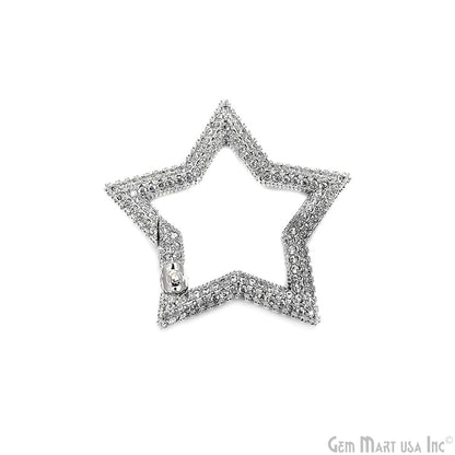 CZ Star Push Gate Ring Clasp Charm Pendant