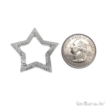 CZ Star Push Gate Ring Clasp Charm Pendant