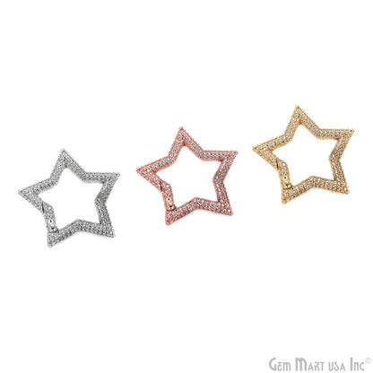 CZ Star Push Gate Ring Clasp Charm Pendant