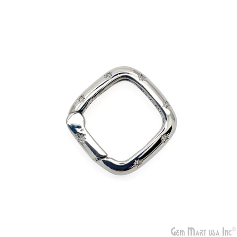 CZ Square Push Gate Ring Clasp 18mm Charm Pendant
