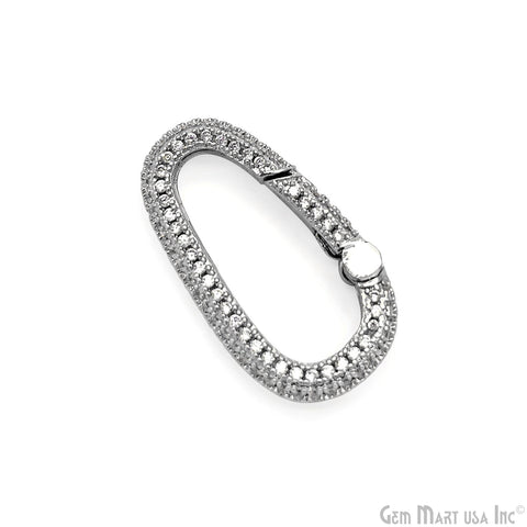 Dainty CZ Pave Oval Spring Gate Ring 26x13mm Oval Push Gate Ring-Jewelry Making Findings