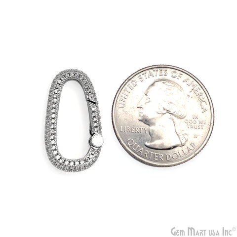 Dainty CZ Pave Oval Spring Gate Ring 26x13mm Oval Push Gate Ring-Jewelry Making Findings