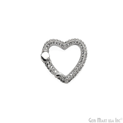 Dainty CZ Pave Heart Spring Gate Ring 20x19mm Heart Push Gate Ring-Jewelry Making Findings