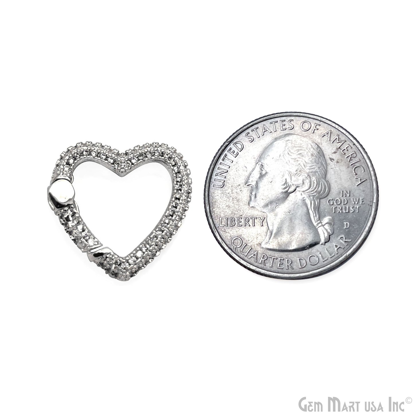 Dainty CZ Pave Heart Spring Gate Ring 20x19mm Heart Push Gate Ring-Jewelry Making Findings