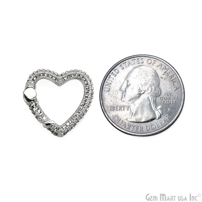 Dainty CZ Pave Heart Spring Gate Ring 20x19mm Heart Push Gate Ring-Jewelry Making Findings