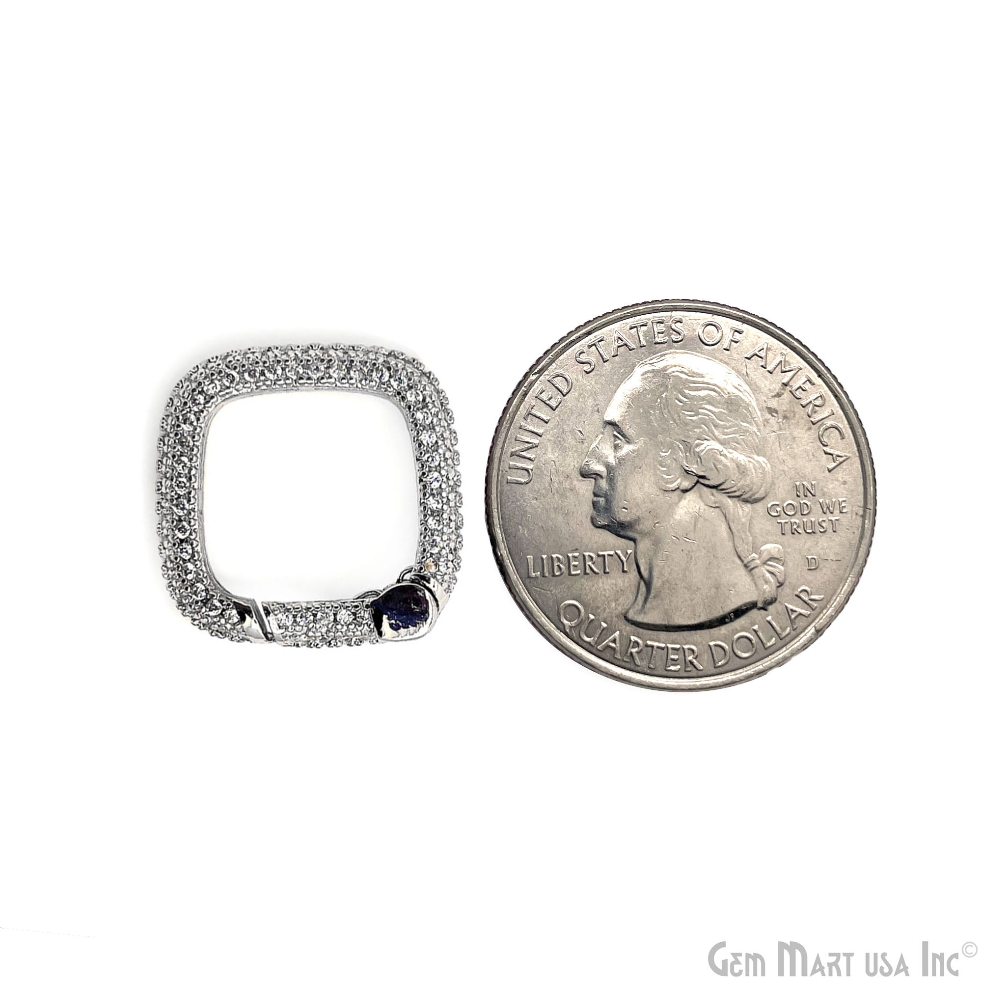 Dainty CZ Pave Square Spring Gate Ring 18mm Square Push Gate Ring-Jewelry Making Findings
