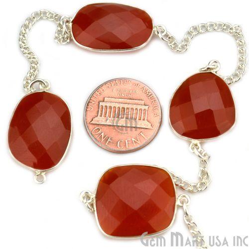 Carnelian 15mm Silver Plated Bezel Link Connector Chain (764404596783)