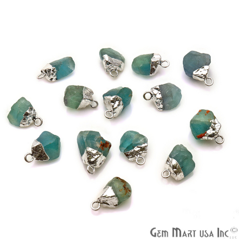Fluorite Gemstone 16x11mm Organic Silver Electroplated Connector
