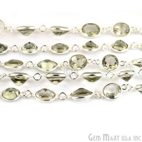 Green Amethyst 10mm Silver Plated Continuous Connector Chain