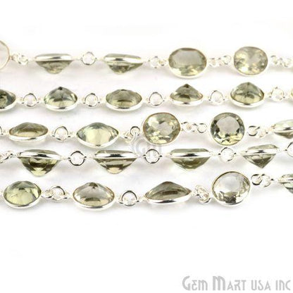 Green Amethyst 10mm Silver Plated Continuous Connector Chain