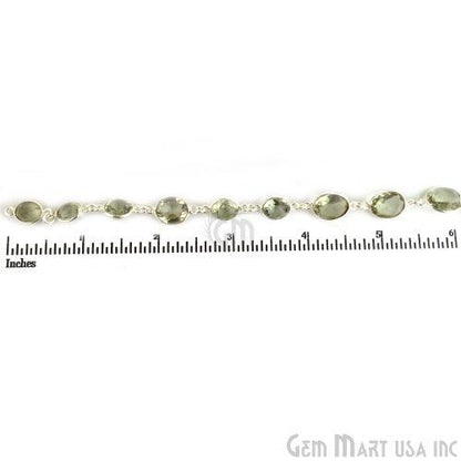 Green Amethyst 10mm Silver Plated Continuous Connector Chain