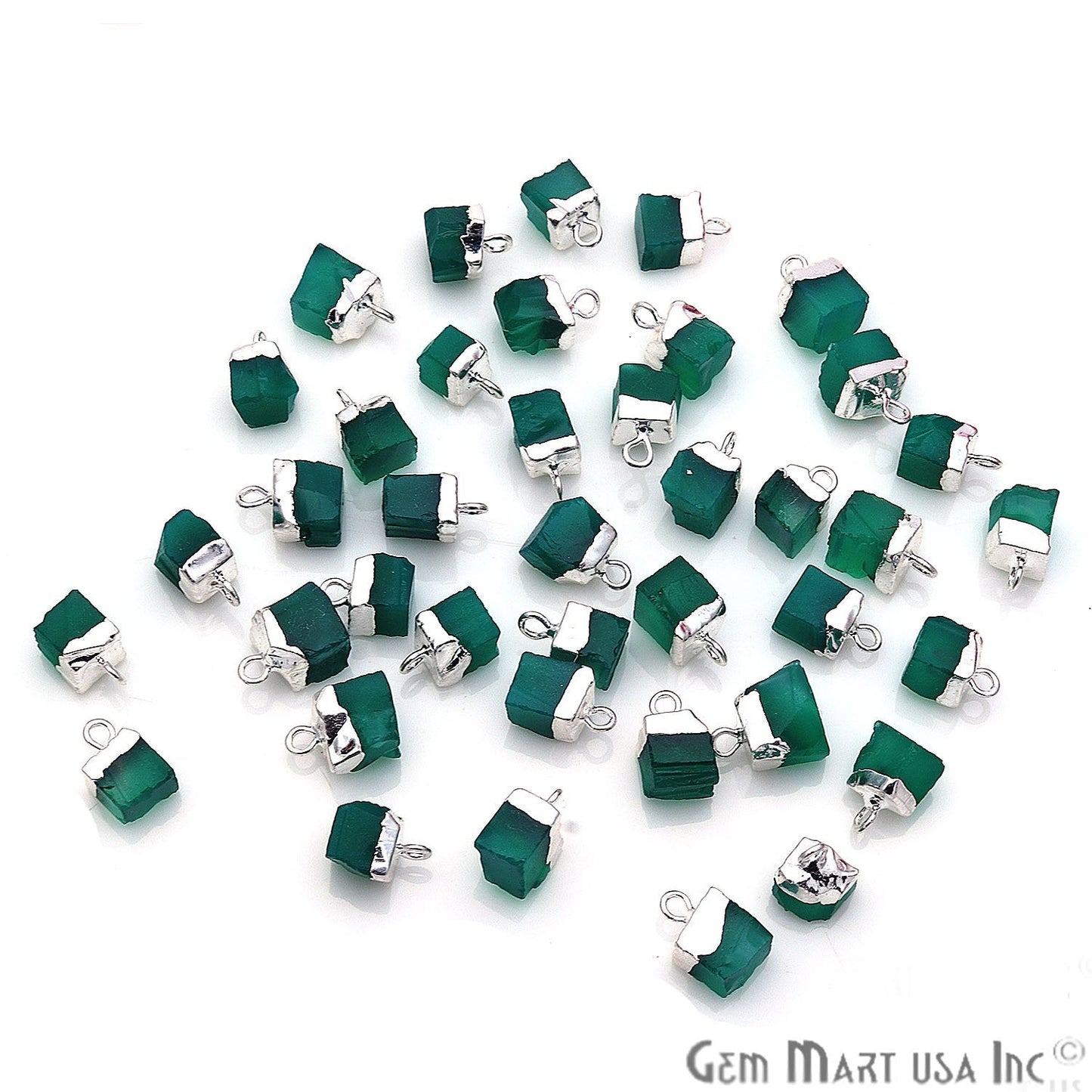 Rough Gemstone 11X6mm (approx) Free From Silver Electroplated Single Bail Connector