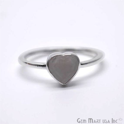 Silver Plated Heart Shape Single Gemstone Solitaire Ring (SP-12009) - GemMartUSA