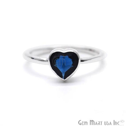 Silver Plated Heart Shape Single Gemstone Solitaire Ring (SP-12009) - GemMartUSA