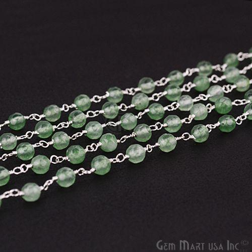 Baby Green Jade Beads Silver Plated Wire Wrapped Rosary Chain (763854848047)