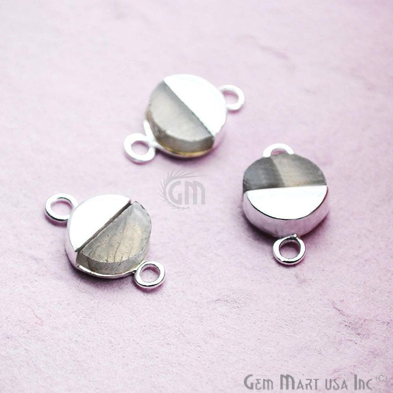 Round Shape 10mm Double Bail Gemstone Connector (Pick Your Gemstone & Plating) - GemMartUSA