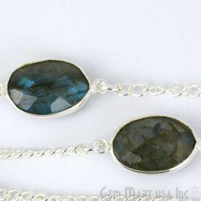 Labradorite Mix Shape 10-15mm Silver Plated Bezel Connector Chain