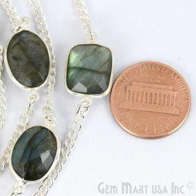 Labradorite Mix Shape 10-15mm Silver Plated Bezel Connector Chain