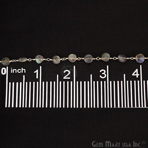 Labradorite Coin Beads Silver Plated Wire Wrapped Rosary Chain (763869954095)