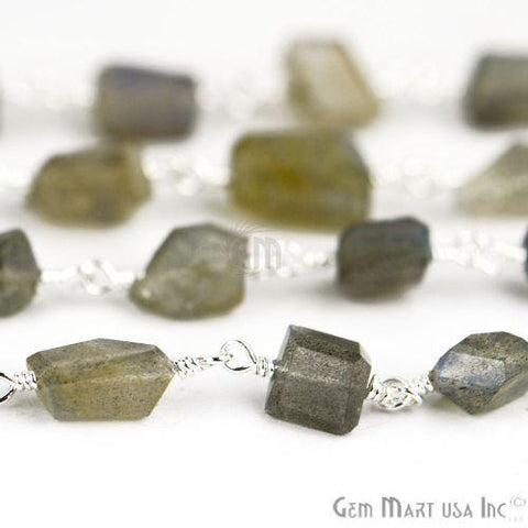 Labradorite Silver Plated Wire Wrapped Gemstone Rosary Chain