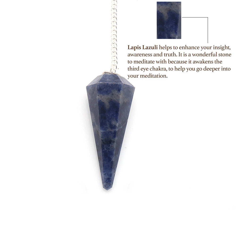 Healing Dowsing Pendulum Pendant & Silver Plated Chain (Pick  Your Gemstone) - GemMartUSA