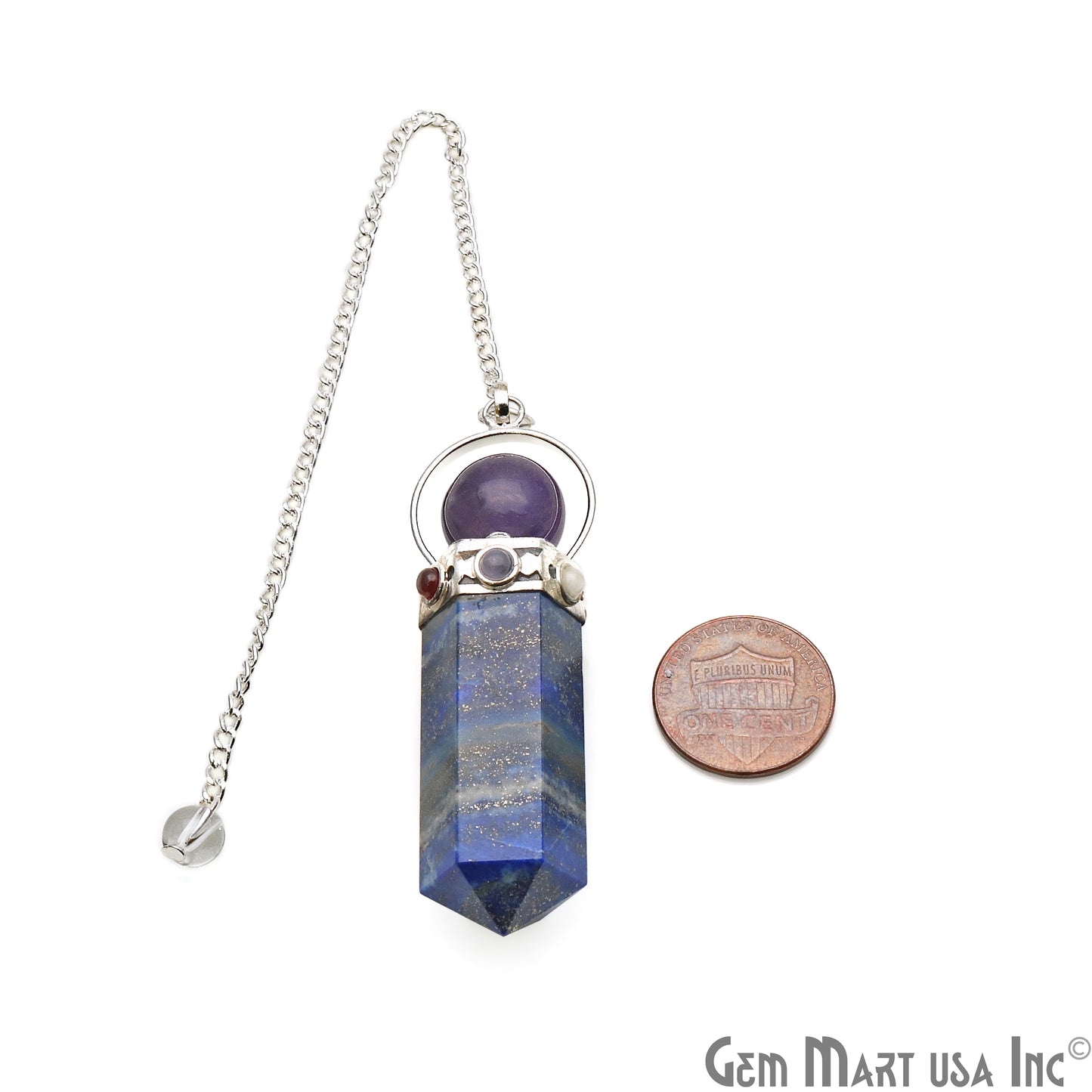 Gemstone Pencil Point Pendulum Pendant 49x15MM (Pick Your Gemstone) - GemMartUSA