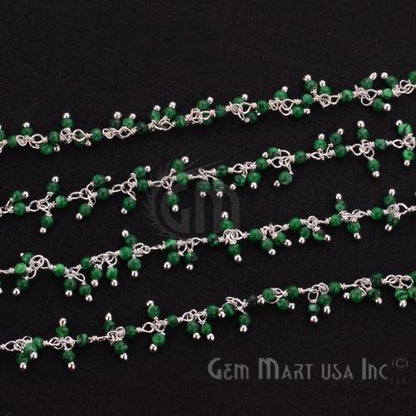 Malachite Cluster Dangle Beads Silver Wire Wrapped Cluster Dangle Rosary Chain (764230205487)