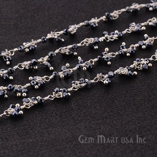 Mystique Pyrite Cluster Dangle Beads Silver Wire Wrapped Rosary Chain (764231286831)