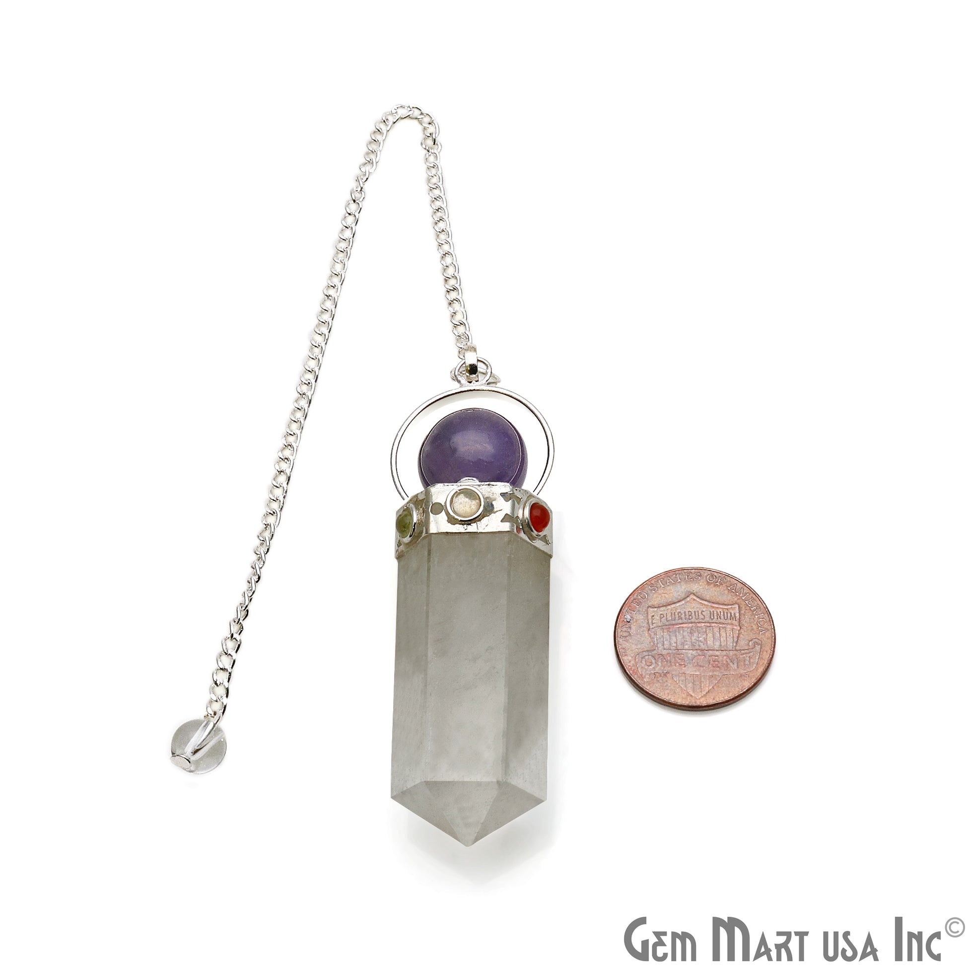 Gemstone Pencil Point Pendulum Pendant 49x15MM (Pick Your Gemstone) - GemMartUSA