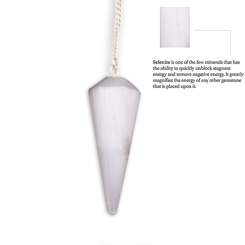 Healing Dowsing Pendulum Pendant & Silver Plated Chain (Pick  Your Gemstone) - GemMartUSA