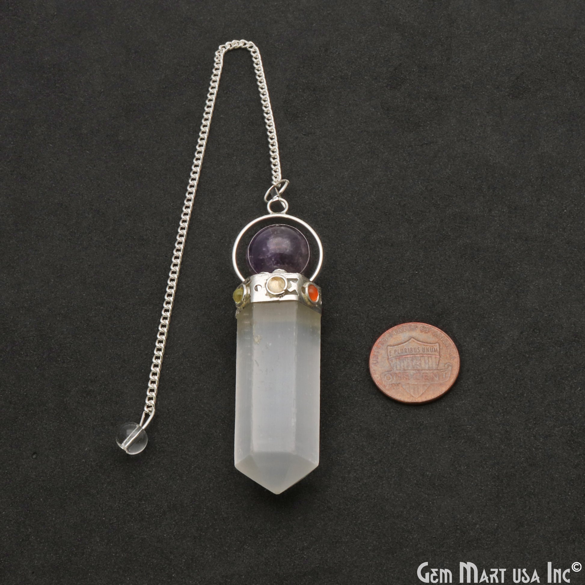 Gemstone Pencil Point Pendulum Pendant 49x15MM (Pick Your Gemstone) - GemMartUSA